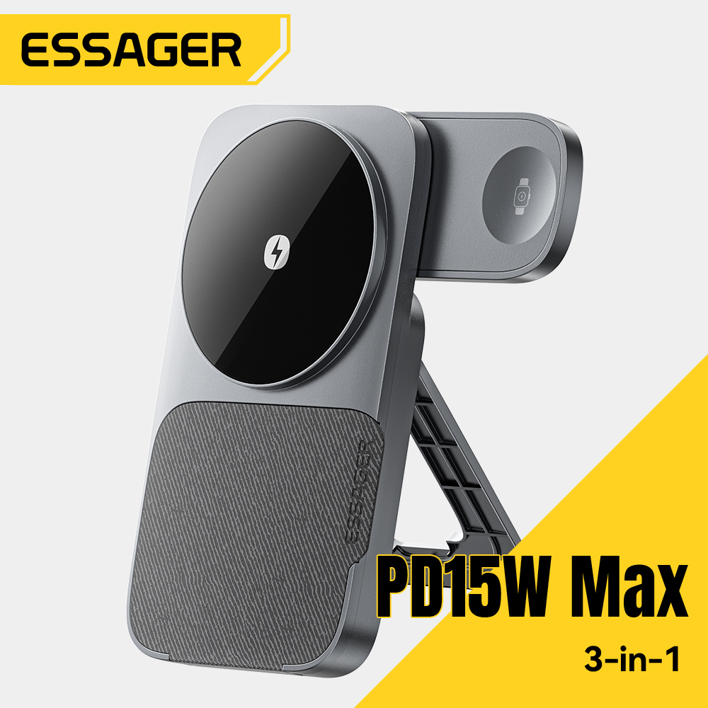 Smartwatch Watches Compatible With Iphone - Essager 3-in-1 tragbarer faltbarer kabelloser Ladeständer