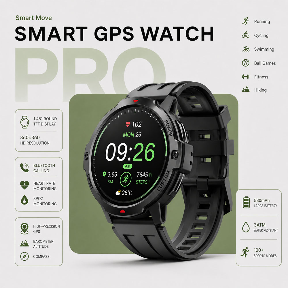 NEUE 1,46 Zoll Militär-GPS-Sma – Timex Watches Smartwatch Bewertung und Preis